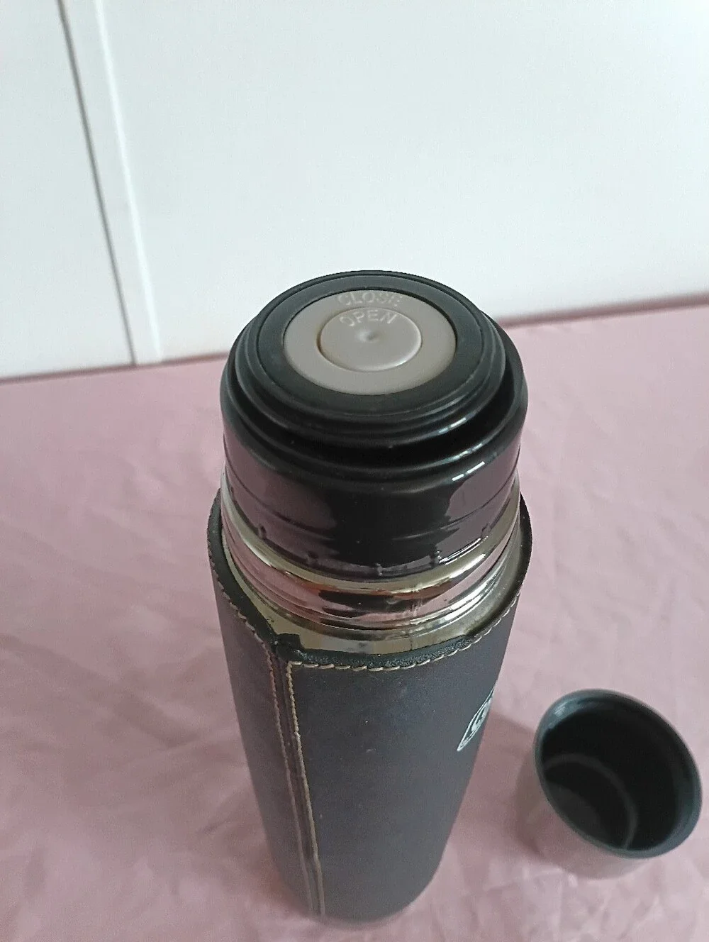Coleman Stainless Steel 16 Oz. Vacuum Bottle Thermos with Leather Handle Vintage